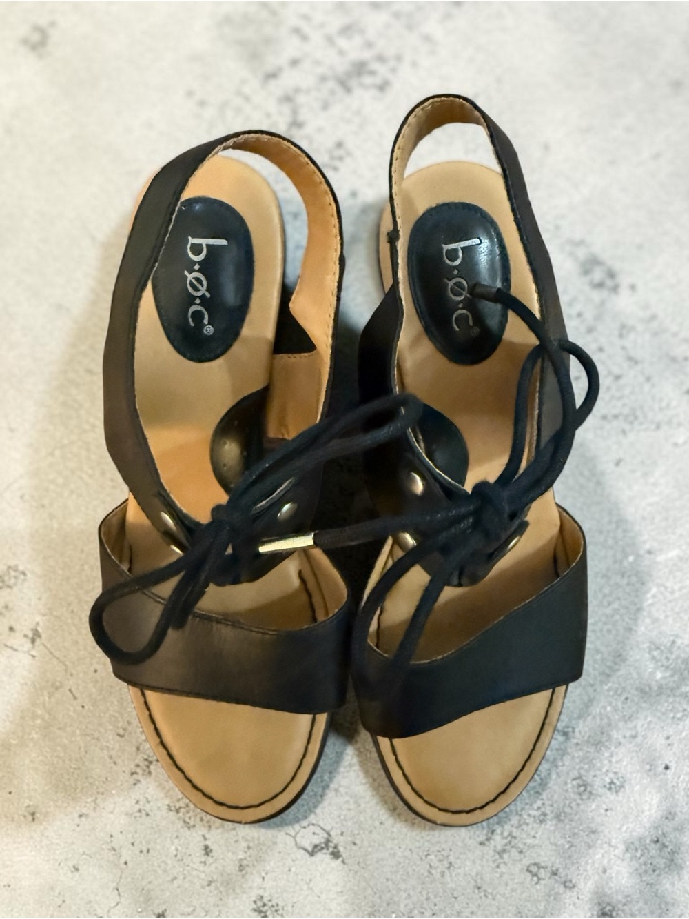 b.o.c. Black Lace-Up Open-Toe Heels
